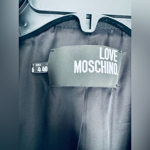 Love Moschino heart padded on chest wool blended black single breast coat - Picture 11 of 17
